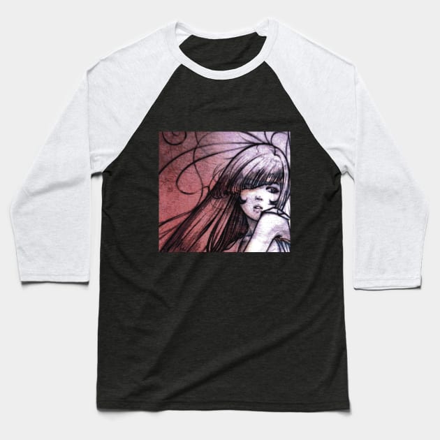 Manga girl Baseball T-Shirt by inklingsart